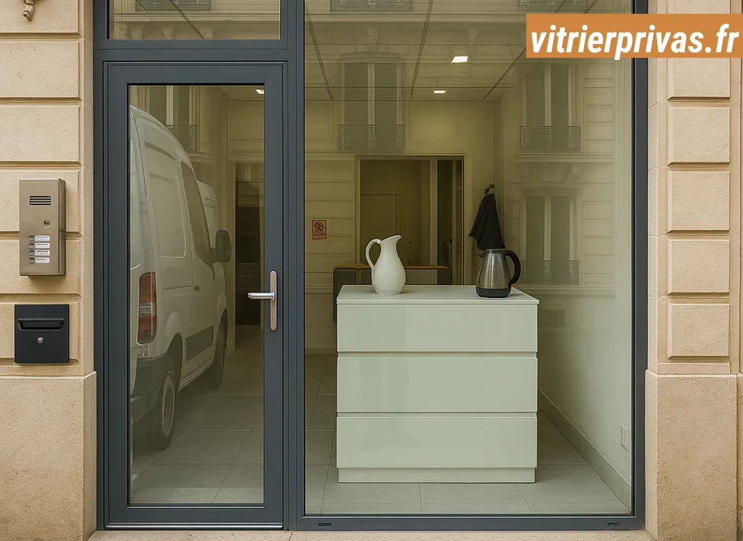 Façade vitrine de magasin en aluminium sur mesure à Privas